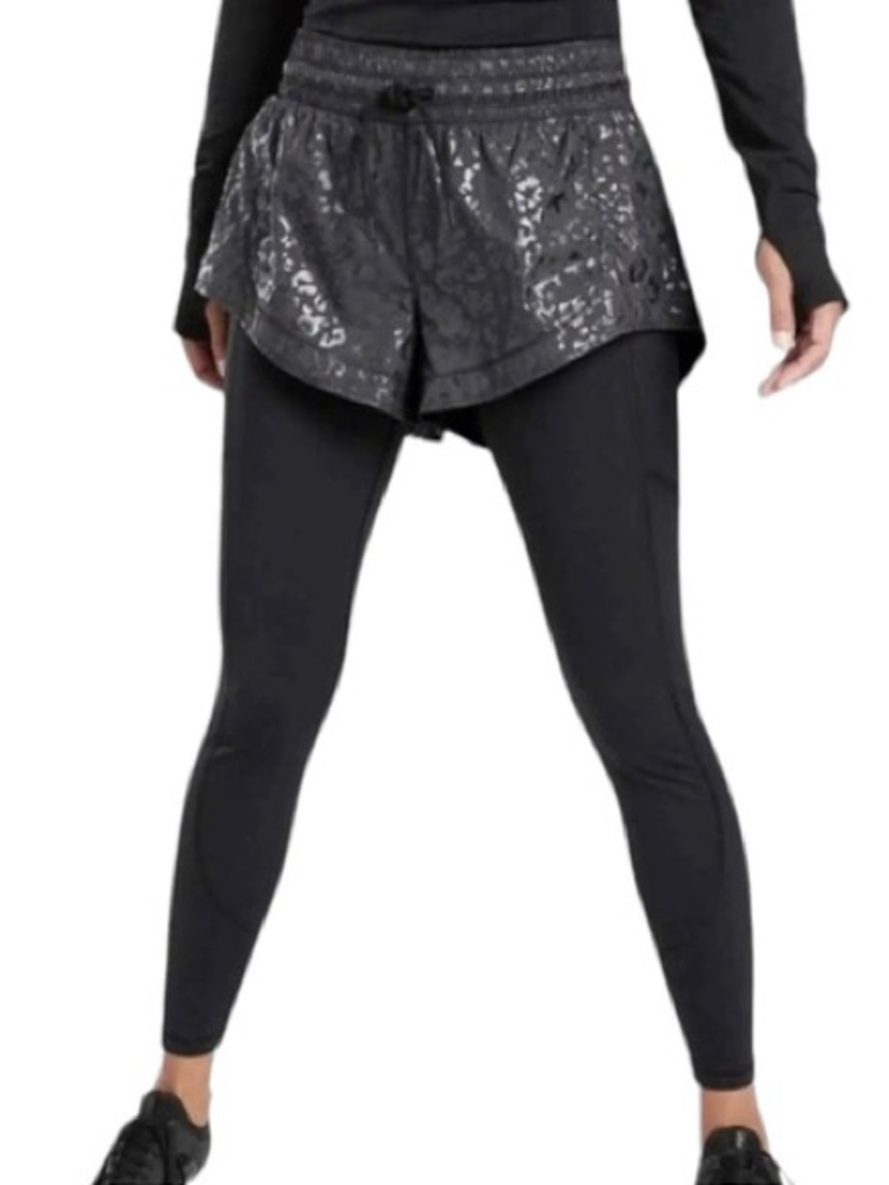 Athleta Rainier 2-in-1 Tights Attached Shorts Athleisure Leggings Size Small